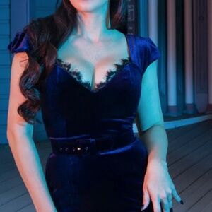 Baudelaire Wiggle Dress in Midnight Blue - La Femme En Noir - Size M - NWT